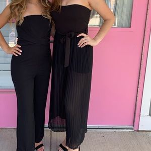 Black culotte pleated jumpsuit